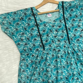 Frock Feeding Nighty, Free Size, Ankle Length, Tie-Up, Puff Sleeve Sleepwear in Softest Cotton Fabric (Bra Size 34"-38" | 50”-52″ length)